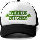 St Patricks Day hat Green Baseball Cap Shamrock Embroidered for man Women Funny (One Size, Drink_black_green)