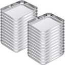 meekoo 24 Pcs Baking Sheet Pan Cookie Sheet Set for Oven Stainless Steel Trays Nonstick Small Serving Tray Cake Toaster Metal Food Trays, Oven and Dishwasher Safe (9 x 6.7 x 1 Inch)