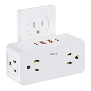 Surge Protector Outlet Extender with Rotating Plug, Multi Plug Outlet Extender with 4 Splitter and 2 USB Ports & 2 USB C Wall Charger, 3 Side Swivel Splitter for Home Office Dorm Travel