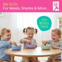 Elk and Friends Kids Porcelain Bowls with Silicone Sleeves | Suitable for Babies/Toddlers | Microwave & Dishwasher Safe | Non Slip Dinnerware | Snack Dishes | 4 Pack