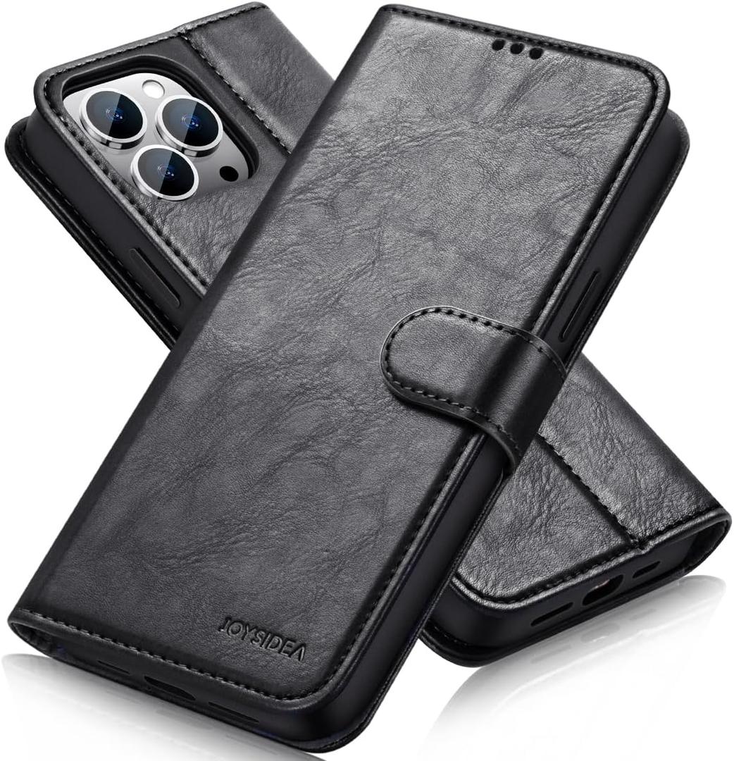 for iPhone 13 Pro Wallet Case, Luxury Leather Phone Case with Card Holder, Magnetic Stand, Shockproof Flip Cover for iPhone 13 Pro 6.1 inch, Black