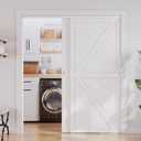 SMARTSTANDARD Closet Sliding Door, 72"×80"(Double Barn Doors 37"), Double K Shape Sliding Door with Hardware Kit, Pre-Drilled Door Panel, Need to Assemble, MDF with PVC Surface, White