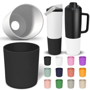 2 Pack Higher Silicone Boot for Owala Water Bottle 30oz & 40oz FreeSip Sway & Tumblers - Extra-Thick & Tall Protection Anti-Slip Base Cover, Prevents Scratches Water Bottle Accessories(Black/White), Pack Of 2