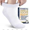 Pembrook Ankle Diabetic Socks for Women and Men - 6 Pairs | Low Cut Neuropathy Socks for Women | Smooth Toe Seams, Size M