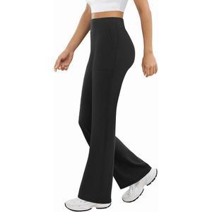 DLOODA Womens Yoga Pants High Waisted Flare Leggings with Pockets Bootcut Lounge Workout Bell Bottom Trousers Small