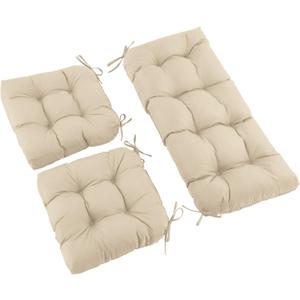 Wicker Chair Cushions of 3 Pieces, Waterproof Cushions for Patio Furniture, Tufted Wicker Outdoor Furniture Cushions, 1 Patio Loveseat Cushion and 2 U-Shaped Cushions, 44"x19"x5", Beige
