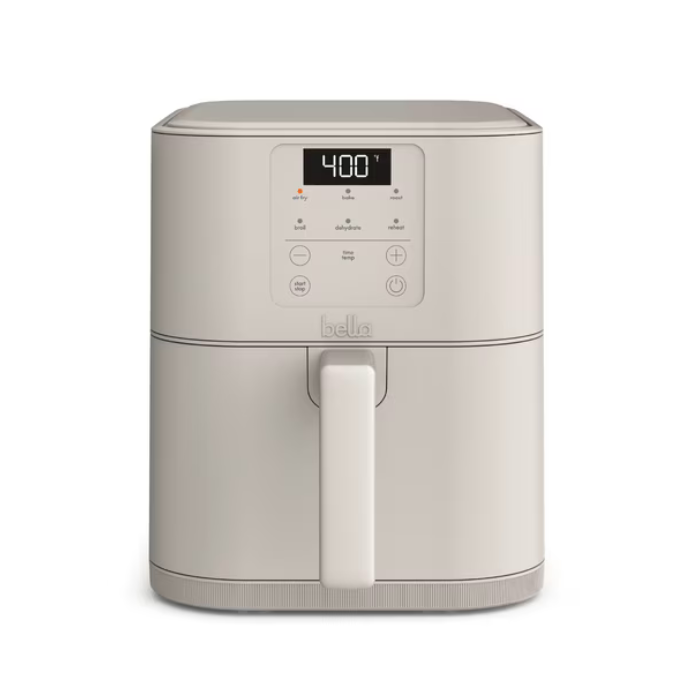 Bella 6 Qt Slim Digital Air Fryer with EverGood™ Ceramic Nonstick Coating, 6 Preset Cooking Options, Oatmilk