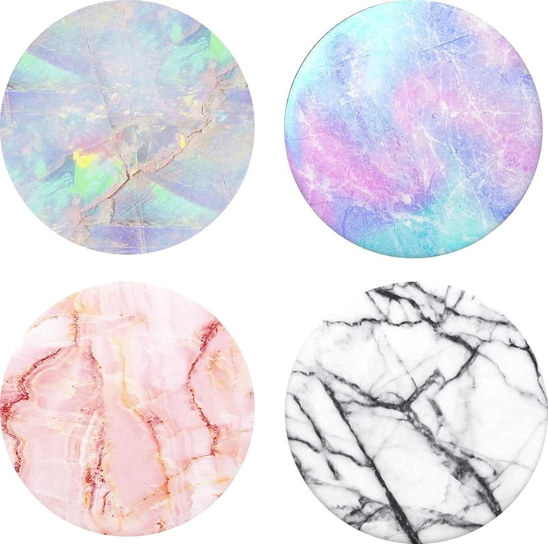Multi-Function Cell Phone Stand,Rose Gold Pink White Marble Expanding Stand Grip for Smartphones and Tablets (4 Pack)