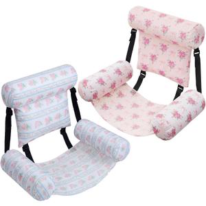 Threehoney 2 Pack Large Pool Chair Floats Adult Inflatable Pool Lounge Chair Summer Pattern Water Floating Chair Adjustable Pool Float Hammock for Swimming Pool Beach Party Game