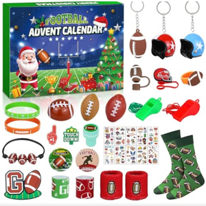 Football Advent Calendar 2025 for Boys, 24 Day Christmas Countdown Calendar Football Favors Supplies, Sport Rugby Themed Xmas Gifts for Kids Boys Teens Football Player