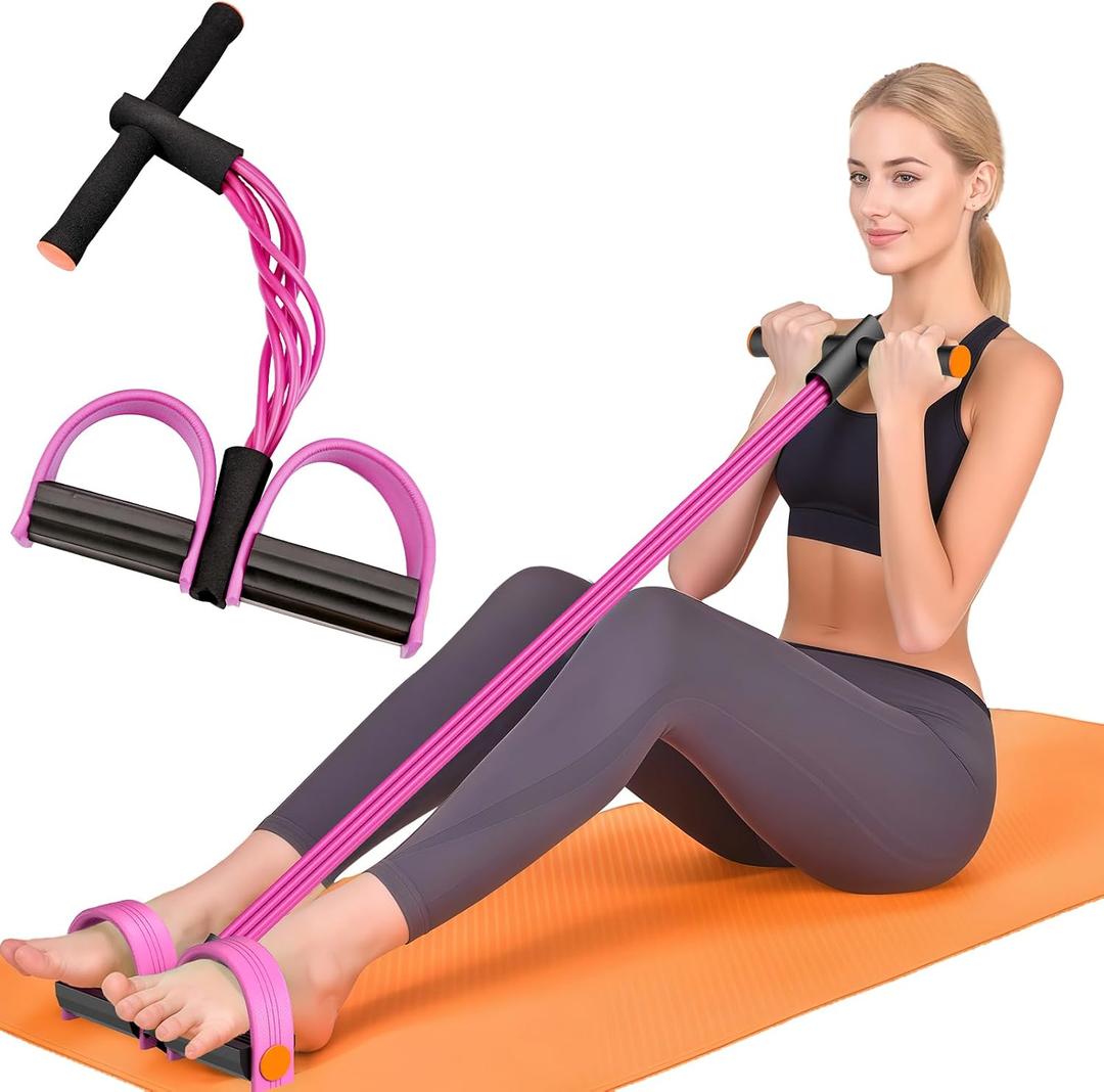 Resistance Bands with Handles, 6-Tube Elastic Foot Pedal Resistance Bands, Natural Rubber Ankle Puller Sit-up Exercise, Multifunction Fitness Band for Abdomen, Waist, Arm, Leg Stretching Training