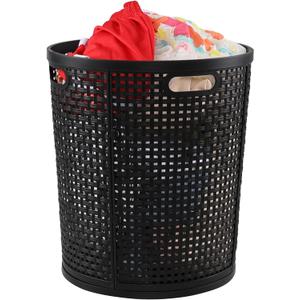 Vababa 40 L Tall Plastic Laundry Basket, Plastic Clothes Laundry Hampers, Black
