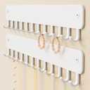 bussdis Drill-In Necklace Organizer: Sturdy Necklace Holder Wall Mounted with Hooks for Tangle-Free Jewelry Storage – Space-Saving Wall Necklace Hanger, White, 4 PCS