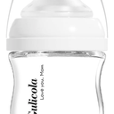 Small Glass Baby Bottle for Newborn Breastfeeding Babies, Preemie & Extra Slow Flow Nipples (SS), Anti-Colic, Breast-Like, 0 Months+, 3 oz, White