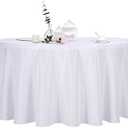 Ascoza 1 Pack 120 Inch White Round Tablecloth in Polyester Fabric for Wedding/Banquet/Restaurant/Parties