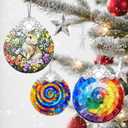 2 x Christmas Ornaments: Stained Glass Ornament, Christmas Tree Ornament, Hanging Ornaments for Home Decor & Xmas Tree Decorations  Exquisite Holiday Decor, Gifts & Holiday Present - Rabbit