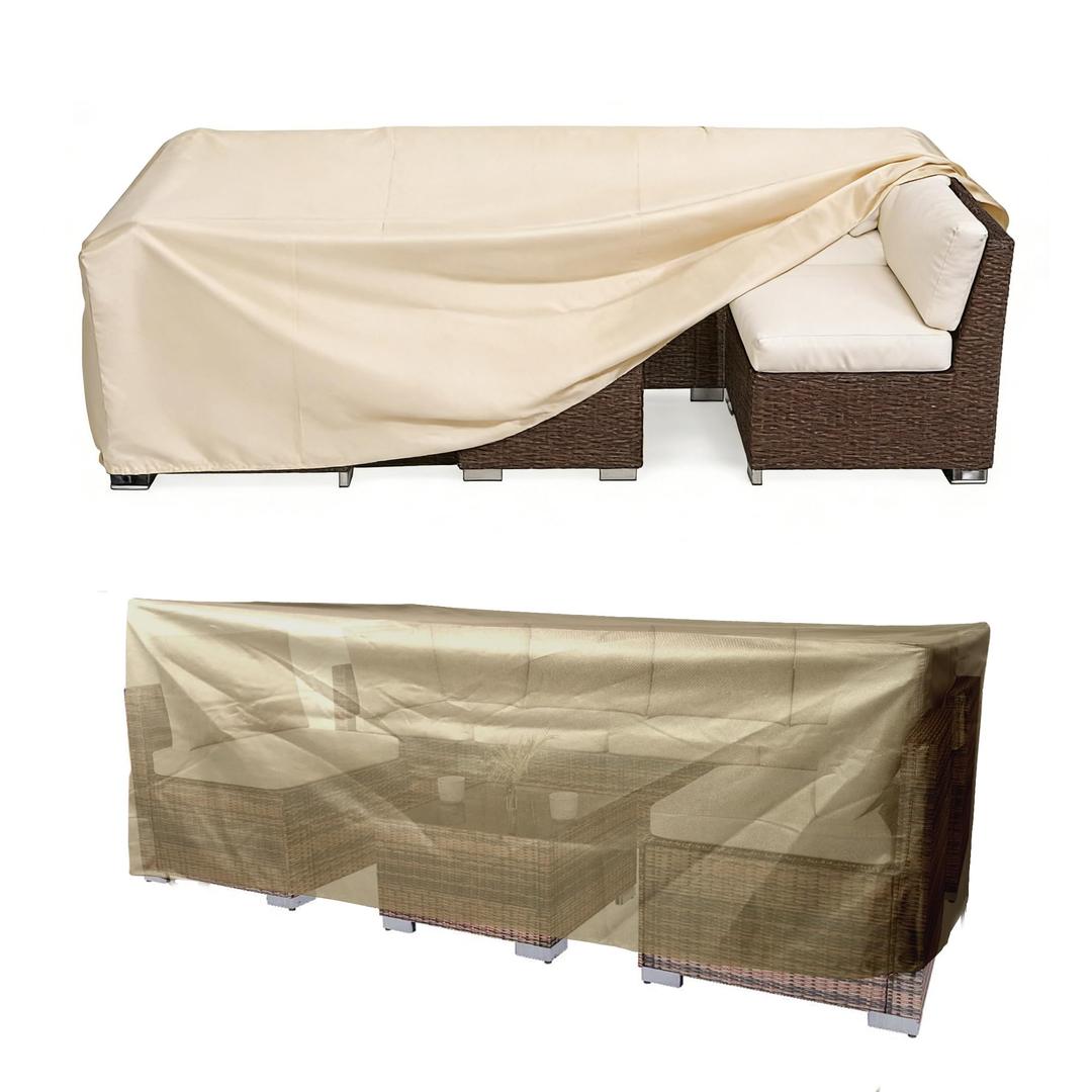 Patio Sofa Cover Waterproof 82 Inch, Heavy Duty 420D Oxford Outdoor 3-Seater Couch Cover, Windproof UV Resistant All Weather Protection Patio Furniture Cover, Durable Outdoor Sofa Protector Beige