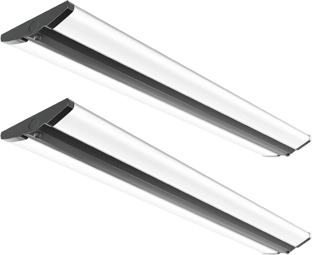 FAITHSAIL 4FT LED Wraparound Light Fixture Ceiling Mount, Ultra Slim 50W LED Garage Light Flush Mount, 4000K Neutral White, 5500 Lumens Office Light, Fixtures Replacement, 2 Pack