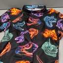 Funny Neon Hawaiian Shirt for Men Button Down Tropical Beach Aloha Shirt Summer Holiday Glow Party Outfits (X-Large, Dinosaur)