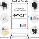 40x28 Inches Mobile Whiteboard, Double Sided Magnetic Dry Erase Board Height Adjustable Whiteboard with Stand for Home Office Classroom