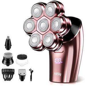 Electric Razors for Women Legs: 5-in-1 Rechargeable Body Shaver, 7D Wet & Dry Bikini Trimmer, IPX7 Waterproof Lady Hair Remover for Face, Underarms, Pubic, Rose Pink