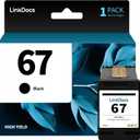LinkDocs 67 Black Ink Cartridge Remanufactured Replacement for HP Ink 67 67XL (Black,1-Pack)