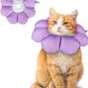 ANWA Cat Cone Collar Soft, Waterproof Cat Recovery Collar, Adjustable Soft Cone for Cats After Surgery (Purple, M)