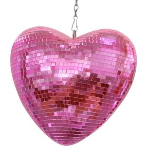Mirror Disco Ball with Chain, Heart 8 Inch Pink Disco Reflective Mirror Ball Hanging Ornament for Birthday Wedding Party Decor, Disco Ornaments Mirror Disco Ball with Chain, Heart 8 Inch Pink Disco Reflective Mirror Ball Hanging Ornament for Birthday Wedding Party Decor, Disco Ornaments