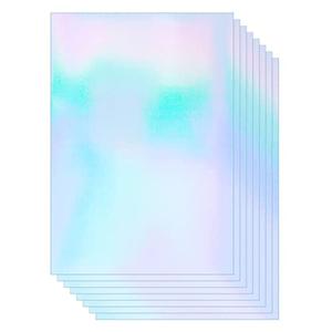 8 Sheets Holographic Clear Vinyl Holographic Sticker Paper A4(11.7x8.25 inch) Self Adhesive Waterproof Transparent Overlay Film Holographic Overlay with 8.3 Inch)