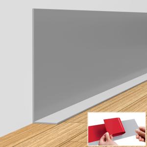 Flexible Baseboard Molding Trim, 5 Inch(W) x 60 Feet(L) Self-Adhesive Vinyl Wall Base Cove Base, Peel and Stick Rubber Wall Base with a Crease Moulding Trim (Grey)