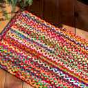 Cotton Chindi Braid Rag Rug - Boho Farmhouse Rustic Area Accent Throw Rug - Handwoven Reversible Natural Recycled Cotton - Living Room Den Study Home Dcor Gift - 2' x 3' - Multi Color (2' x 3' (Rectangular))