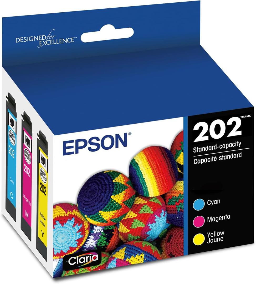 EPSON 202 Claria Ink Standard Capacity Color Combo Pack (T202520-S) Works with WorkForce WF-2860, Expression XP-5100