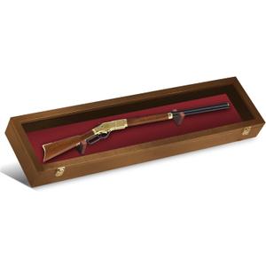 Gun Display Case - Lockable Rifle Display Case - Gun Cabinets for Rifles & Shotguns - Sword Wall Mount, Gun Wall Mount Display Case w/Acrylic Door (Walnut - Red Felt)