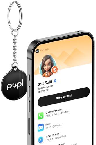 Authentic Patented Popl Keychain™ (Avoid Fake Knockoffs) - Smart NFC Networking Card - Simply Tap to Exchange Contact Info, Capture Leads, & Manage Contacts (Black QR)