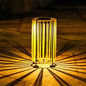 Solar Powered Floor Lamp Outdoor, Waterproof Rattan Solar Lantern Lights for Patio Outside Solar Table Lights for Yard, Garden, Lawn, Porch, Pathway Decorations