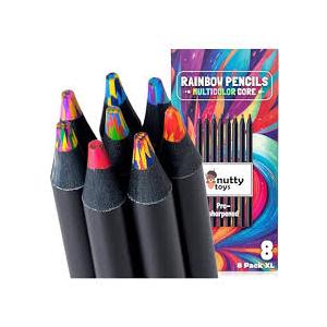Nutty Toys Jumbo Rainbow Pencils 8 Presharpened Multicolored Pencils, Top Boy & Girl Easter Basket Stuffer Essentials, Best Goodie Bag & Colored Crayon Gift Idea 2026, Cool Art Supplies for Kids