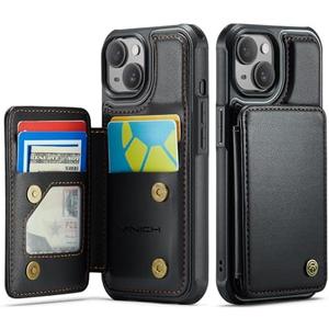 Vinich for iPhone 14 Wallet Case with Card Holder, RFID Blocking Credit Slots Kickstand Shockproof Phone Cover Fit for iPhone 14 6.1" Black