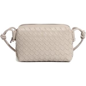 Woven Leather Dumpling Bag Dinner Handbag For Women Purse Hobo Bag Crossbody Shoulder Clutch Evening Wedding Box Bags (Sand Colored)