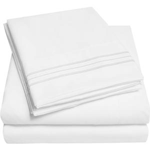 1500 Supreme Collection Full Sheet Sets White - Luxury Hotel Bed Sheets and Pillowcase Set for Full Mattress - Extra Soft, Elastic Corner Straps, Deep Pocket Sheets, Full White