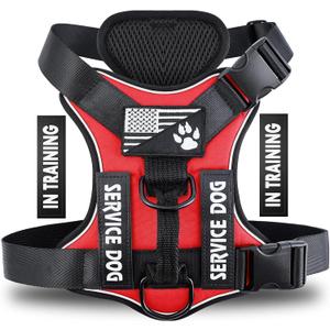 Demigreat Service Dog Harness, Reflective Dog Vest Harness with 5 PCS Patches, Adjustable Soft Oxford Pet Harness, Inner Layer Mesh, Easy to Control for Dogs (X-Small (Pack of 1), Red)