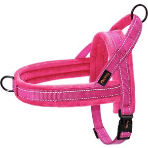 Didog Soft Flannel Padded Dog Vest Harness, Escape Proof/Quick Fit Reflective Dogs Strap Harness,Easy for Training Walking,Hot Pink L Size (L:chest 26-32", Hot Pink)