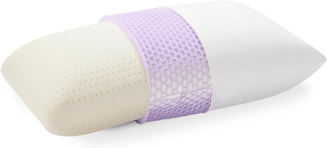 Purple Harmony Pillow Standard, Medium Feel, Med Height - Talalay Latex Foam Cooling Pillow for Combo or Side Sleepers, 360 Hex GelFlex Grid for No-Pressure Support and Luxurious Weightless Feel