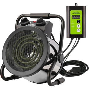 Greenhouse Heater with Digital Thermostat, Grow Tent Heaters, Overheat Protection, Fast Heating for Green House, Flower Room, Yellow-Black