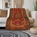 HGOD DESIGNS Vintage Retro Boho Rug Fleece Throw Blanket Ultra Soft Cozy Blooming Decorative Flannel Blanket All Season for Home Couch Bed Chair Travel 40x50in