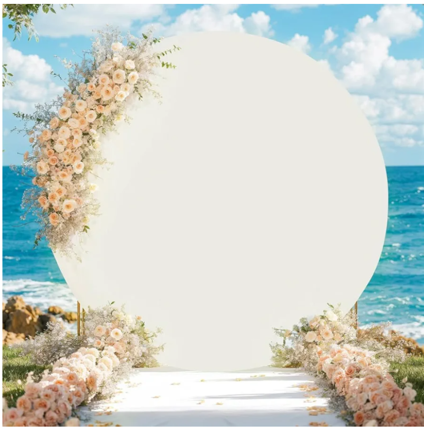 HAISIWLKJ Arch Backdrop Cover, 6ft Round Arch Stand Wrinkle Resistant Smooth Touch Background Set for Birthday, Wedding, Reception Ivory 6ft