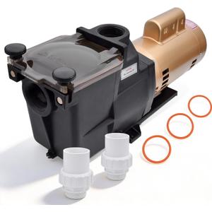 W3SP2610X15 1.5HP Single Speed In-Ground Swimming Pool Pump High Flow 1 1/2" Inlet, Dual Voltage 115/230V Low Noise, Easy Installation 1.5 HP Pool Super Pump w/Filter Basket Fitting Adapter #SP2610X15