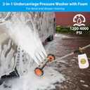 2-in-1 Undercarriage Pressure Washer Water Broom with Replaceable Nozzle, 16 Inch Car Pressure Washer with Foam Washer/Mitten, Surface Cleaner 1200-4000 PSI (with Bottle& Replaceable Nozzle)