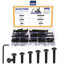 61Pcs 1/4-20 Flat Head Hex Socket Cap Screws Assortment Kit, 1/4-20 x 3/4 1 1-1/2 1-1/4 2-1/2 2 Socket Cap Bolts,304 Stainless Steel, Full Thread, Black Oxide with Hex Spanner