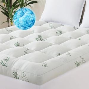 ELNIDO QUEEN® 3 Inch Memory Foam Mattress Topper King Size - Cooling Breathable Bamboo Viscose Pillow Top for Hot Sleepers, 1700 GSM Fill, Ultra Soft Mattress Pad for Back Pain Relief, 3"x78"x80"