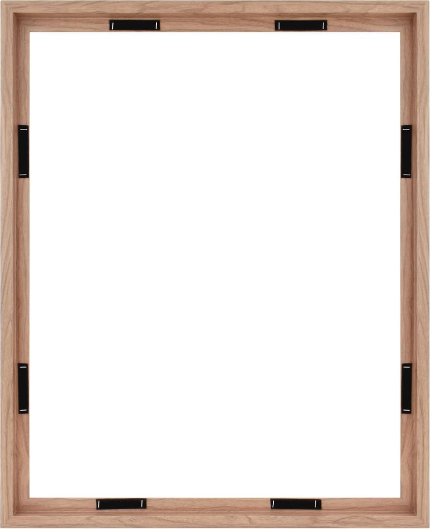 MCS Canvas Float Frames 24x30 Frame, Walnut Wood Grain for Finished Canvases, Vertical & Horizontal Wall Hanging Large with Adhesive for Canvas Paintings (1-Pack), 24x30 without Mat